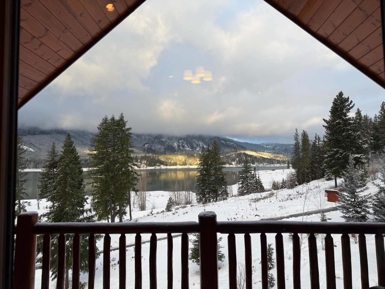 Seasonal water and mountain view from the balcony